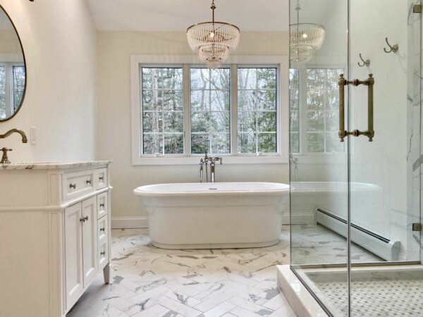 Master Bath with Freestanding Tub, Oversized Shower, Toilet Closet, Andersen Windows in Ramsey, Bergen County NJ