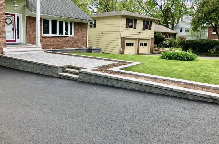 Asphalt Driveway and Cambridge Retaining Wall and Walkway