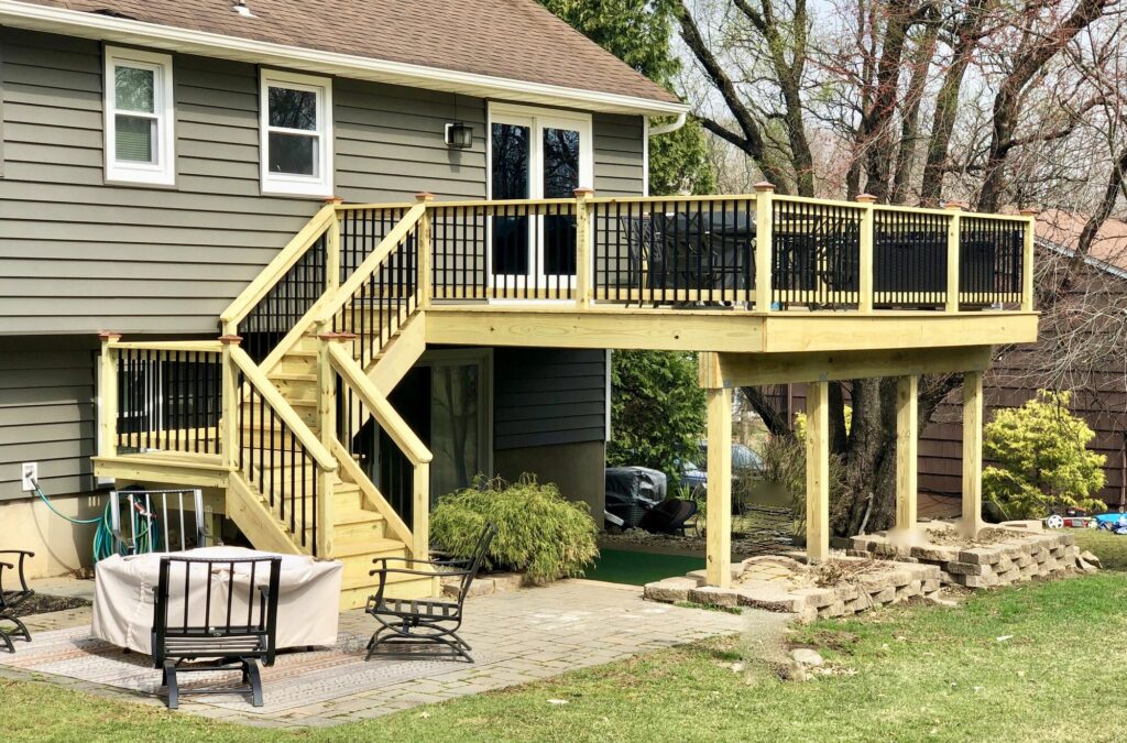 Treated Wood Deck with Aluminum Rails In Randolph, Morris County NJ