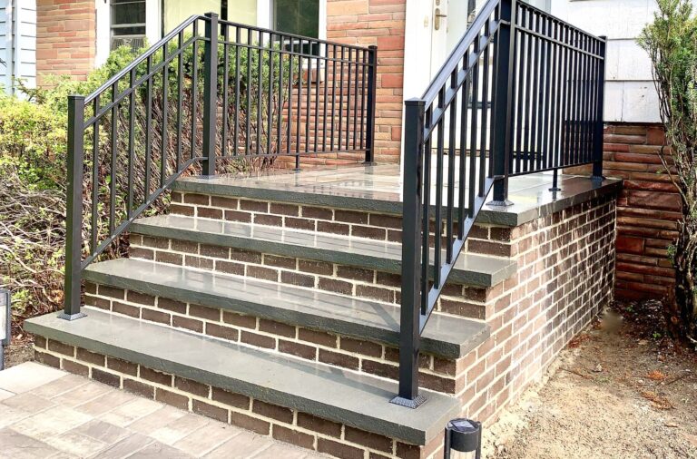 Brick Steps with Bluestone Treads and Platform and Aluminum Rails in West Orange, Essex County NJ