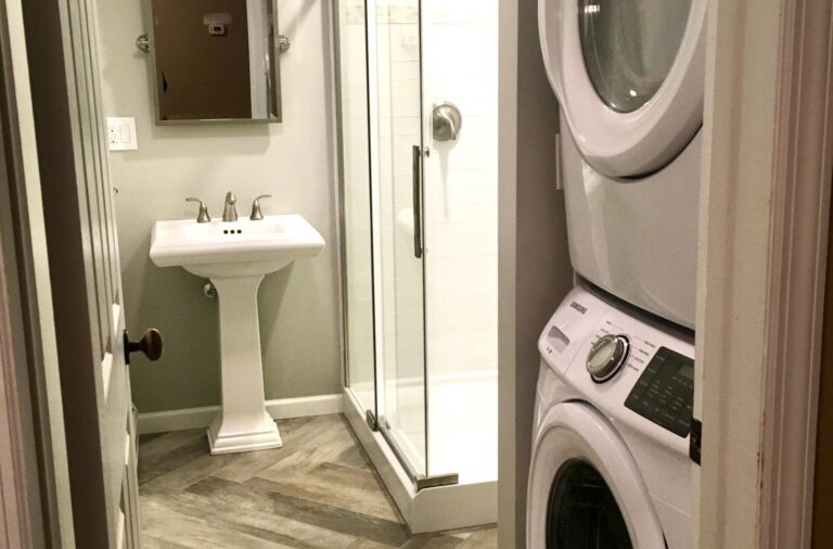 Basement Bathroom with Laundry in Tenafly, Bergen County NJ