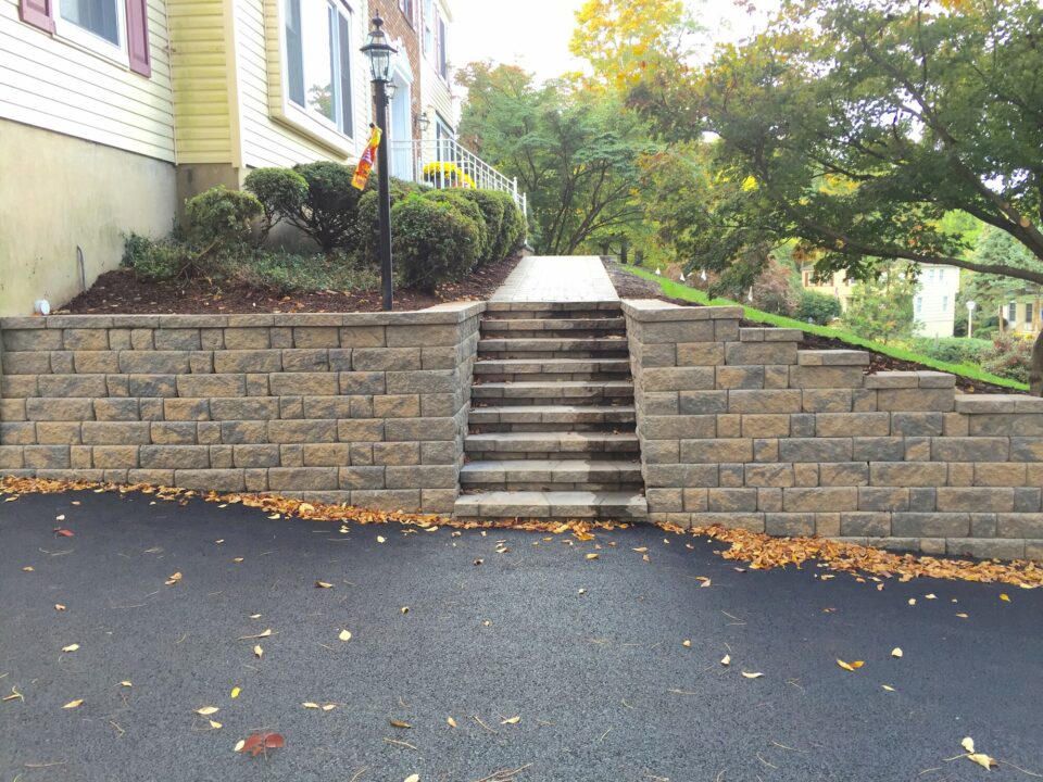 Segmental Retaining Walls, Steps, Paver Walkway and Asphalt Driveway in Berkeley Heights NJ