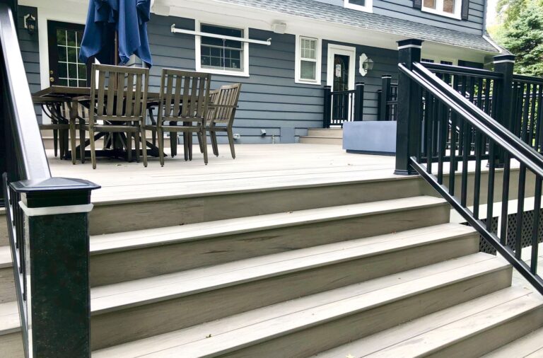 Timbertech Decking and Rails with LED Post Cap Lighting in Glen Rock, Bergen County NJ