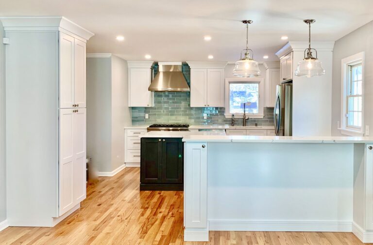 Updated Kitchen in Bergen County with Wall Between Kitchen and Dining Removed to allow for Open Floorplan