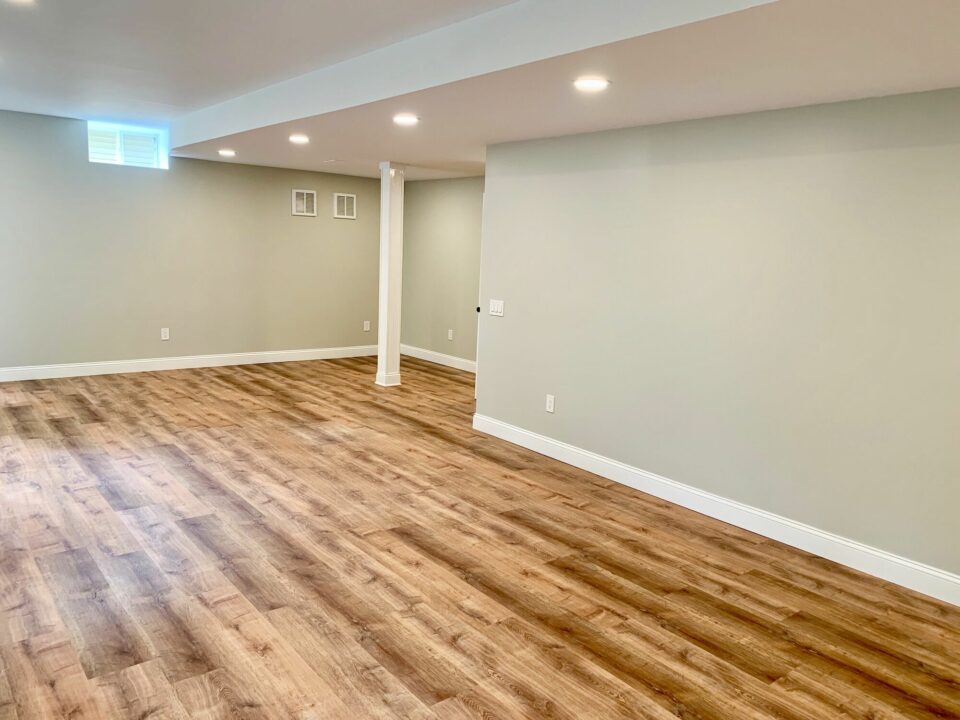 Finished Basement with Mold and Mildew Resistant Purple Drywall, MDF Trim, Vinyl Flooring, Heating and Cooling System, Full Bath in West Orange, Essex County NJ