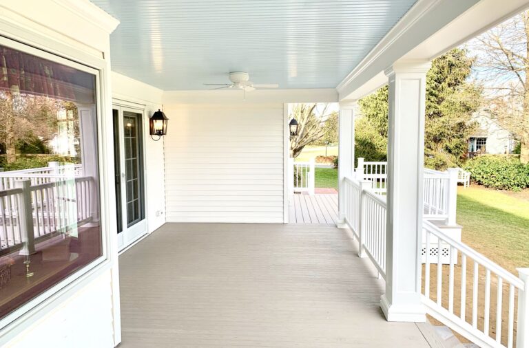 Covered Porch _ Open Deck with Azek Composite Decking, Timbertech Radiance Rails in Washington, Warren County NJ