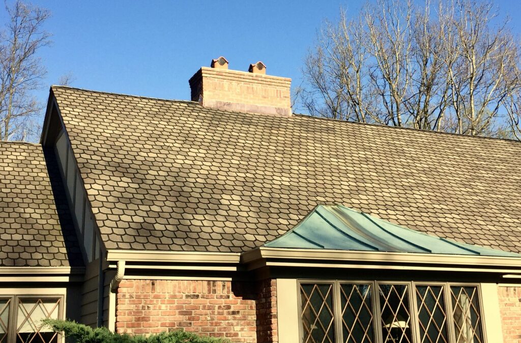 GAF Designer Lifetime Shingle Roofing with New Brick Chimney and Copper Flashing in Sussex County NJ