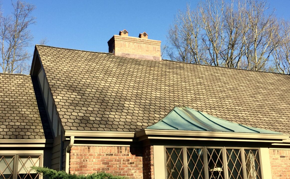 GAF Designer Lifetime Shingle Roofing with New Brick Chimney and Copper Flashing in Sussex County NJ