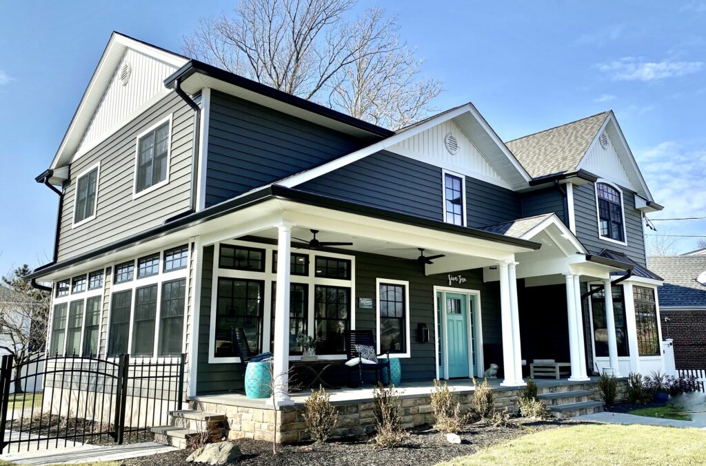 Masonry Front Porch and Steps, Prodigy Insulated Siding, Pella Windows in New Milford, Bergen County NJ