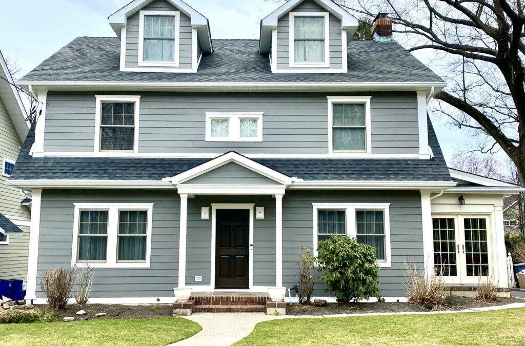 James Hardie Fiber Cement Lap Siding, Azek Trim, Vinyl Soffit, New Gutters in Westfield, Union County NJ