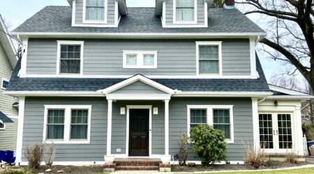 James Hardie Fiber Cement Lap Siding, Azek Trim, Vinyl Soffit, New Gutters in Westfield, Union County NJ