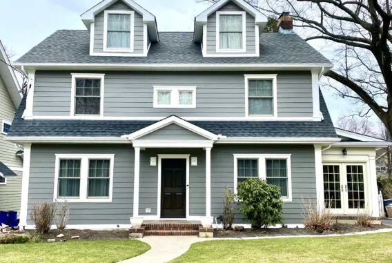 James Hardie Fiber Cement Lap Siding, Azek Trim, Vinyl Soffit, New Gutters in Westfield, Union County NJ
