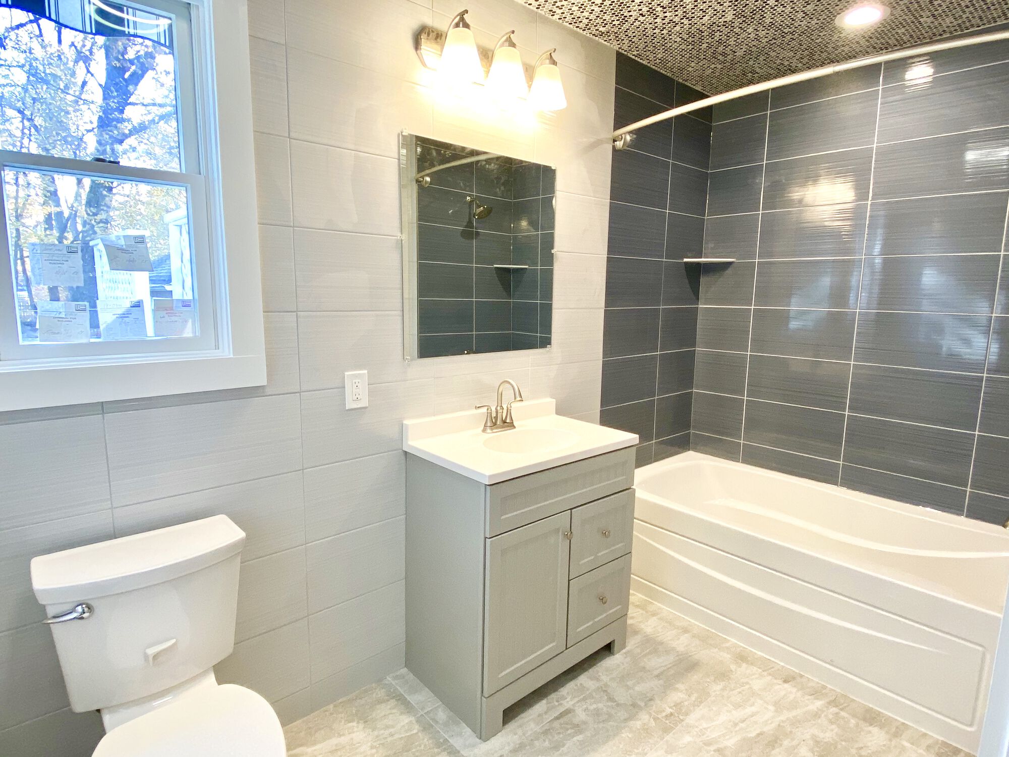 Bathroom Addition with Kohler Fixtures and Porcelain Tile in Cranford, Union County NJ