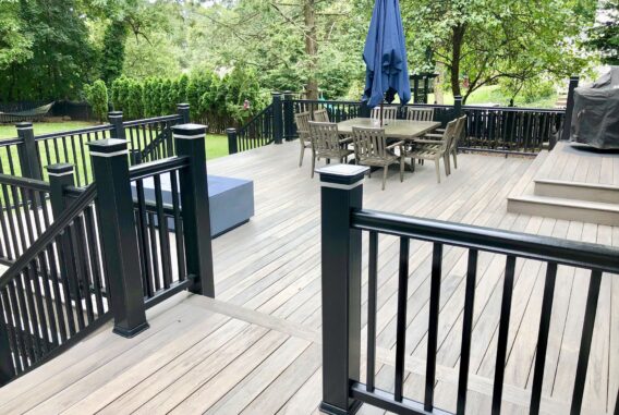New Deck Build with Tretaed Framing, Timbertech Decking, Radiance Rails, LED Lighting, Gas Line for BBQ in Glen Rock, Bergen County NJ