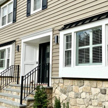 Prodigy Solid Backed Insulated Clapboard Siding, Azek Door Trim, Boral Cultured Stone, Metal Roofing, Thermopane Mezzo Windows in Randolph, Morris County NJ