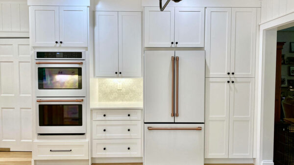 Custom Kitchen with GE Cafe White Appliances
