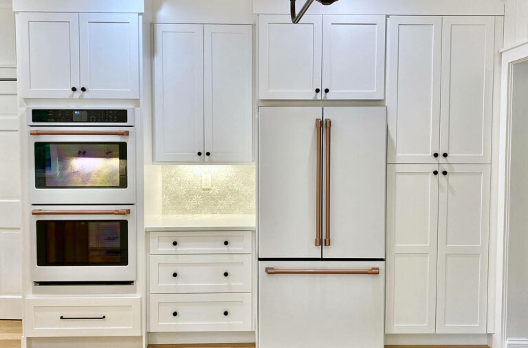Custom Kitchen with GE Cafe White Appliances