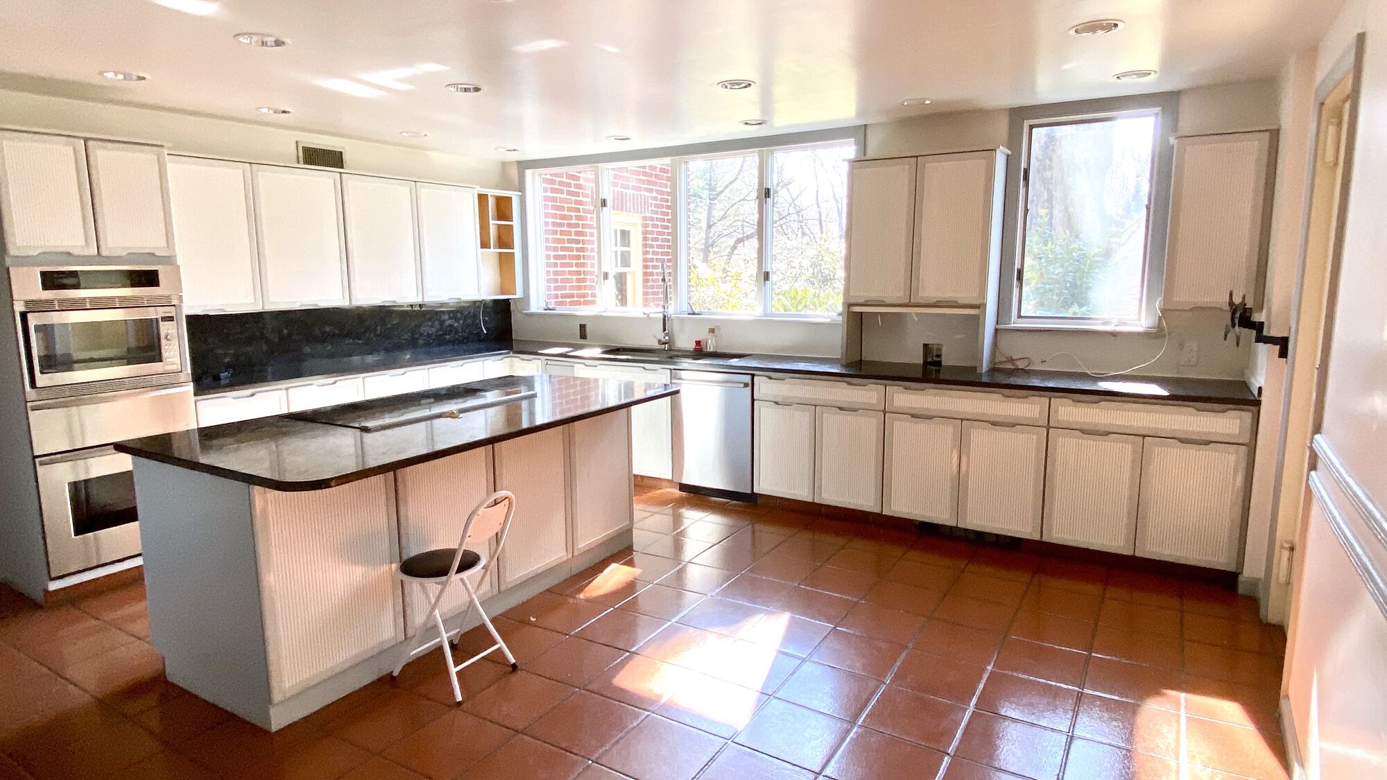 Kitchen Renovation with Fabuwood Full Overlay Wood Cabinets, Open Shelving, Quartz Countertops, Oak Hardwood Flooring in West Orange, Essex County NJ