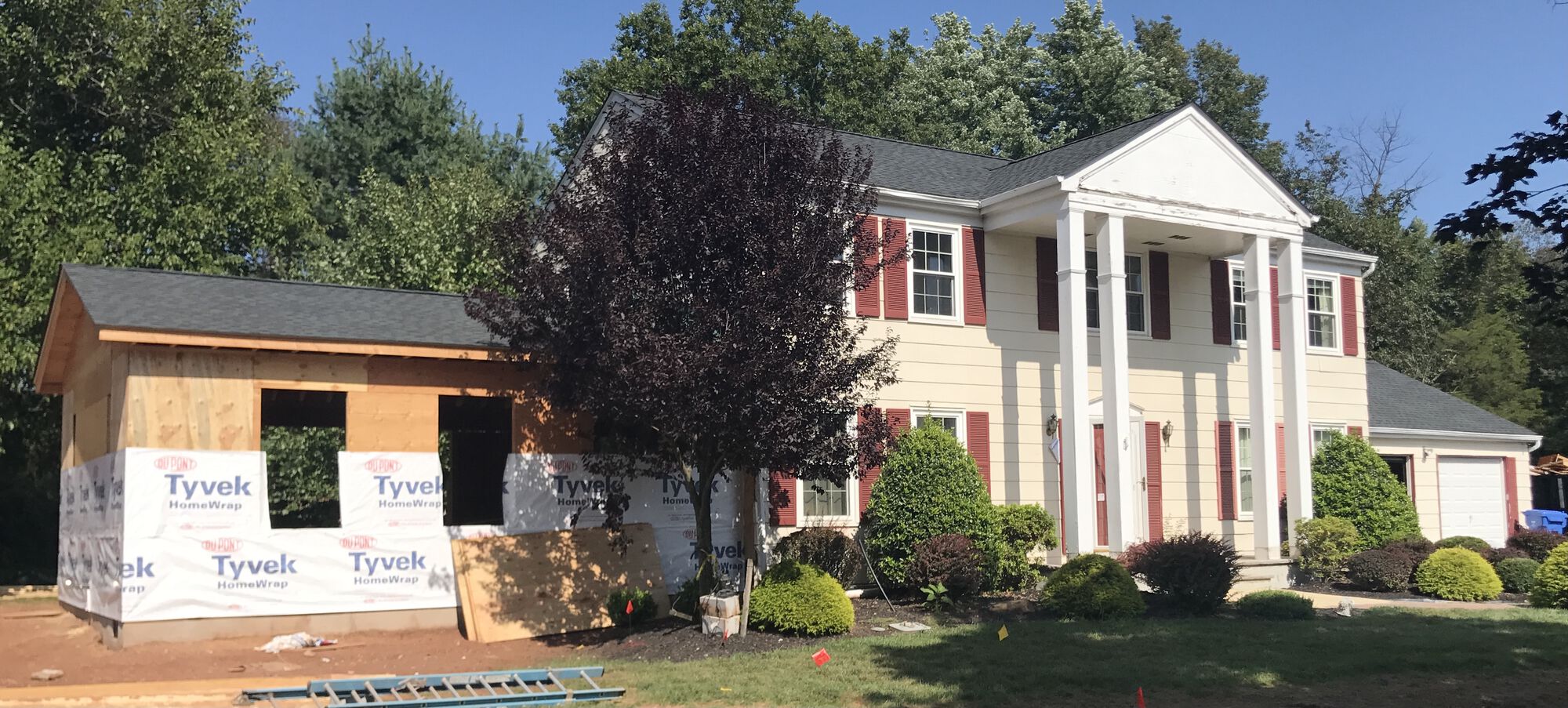 Family Room Addition, Prodigy Siding, GAF Roofing, Mezzo Windows, Gutters and Trim in Hillsborough, Somerset County NJ
