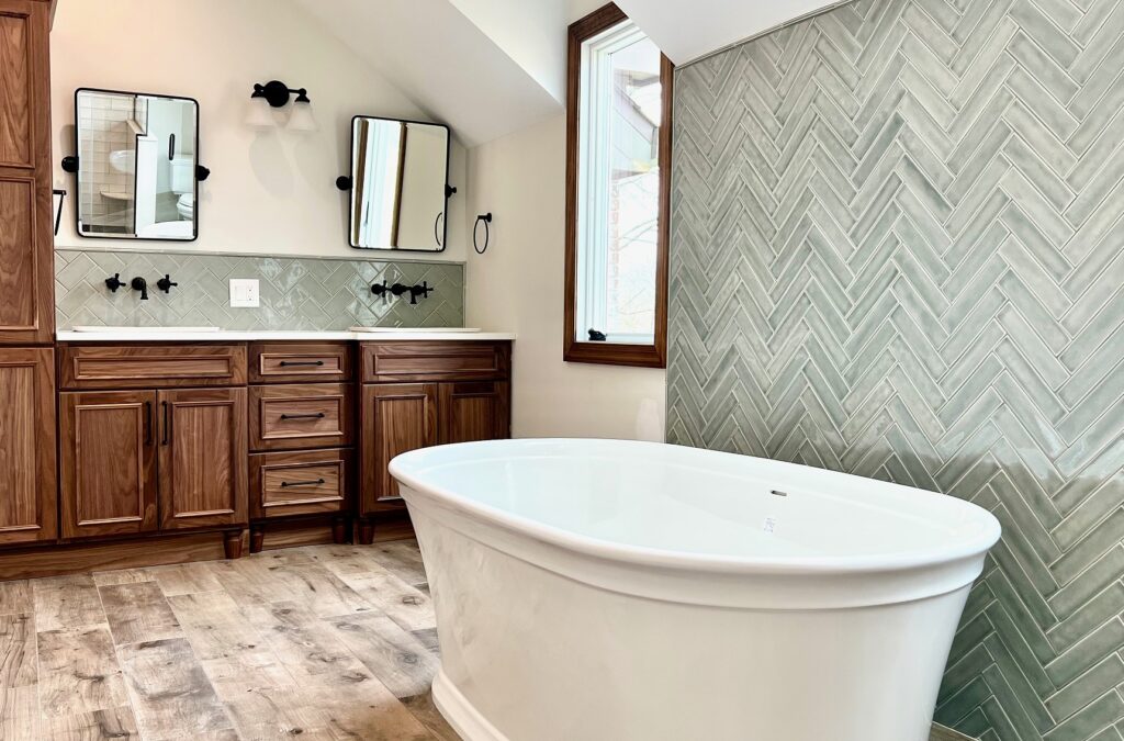 Remodeled master bathroom in a New Jersey home.