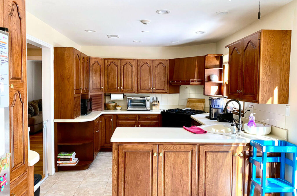 Old kitchen with wood cabinets