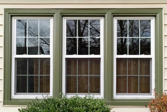 An exterior view of newly installed windows