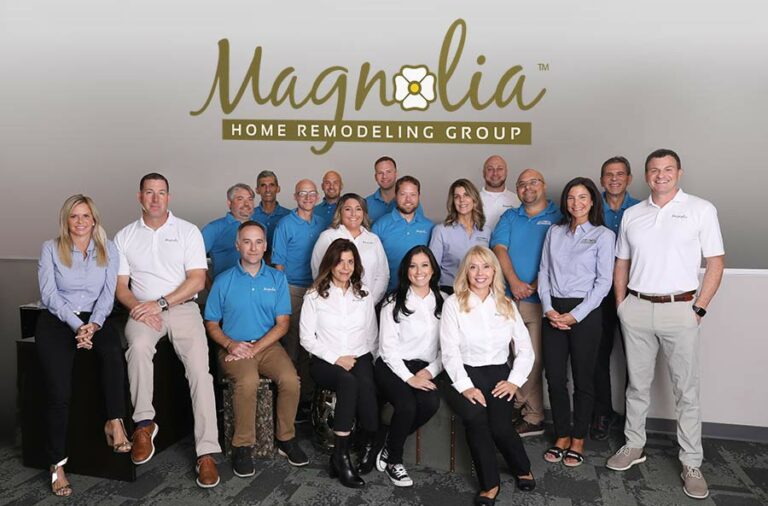 A group shot of the Magnolia Home Remodeling Team in their office.