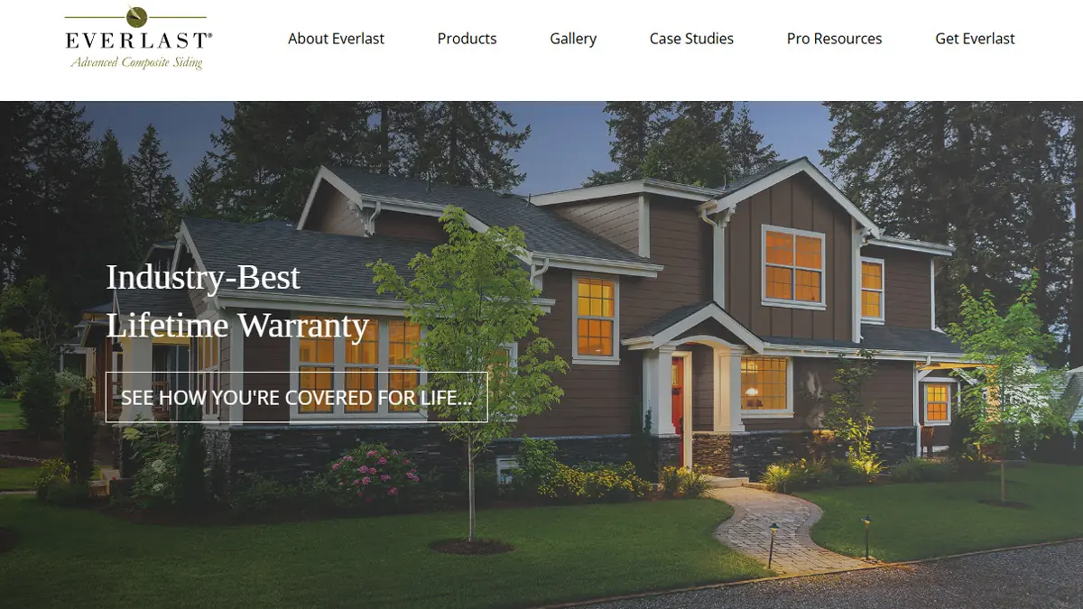 Everlast composite siding profile and color options